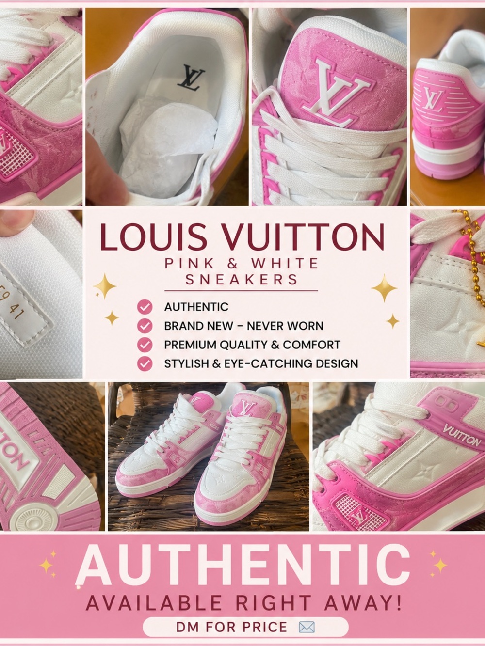 Louis Vuitton Pink and White Women's Sneakers